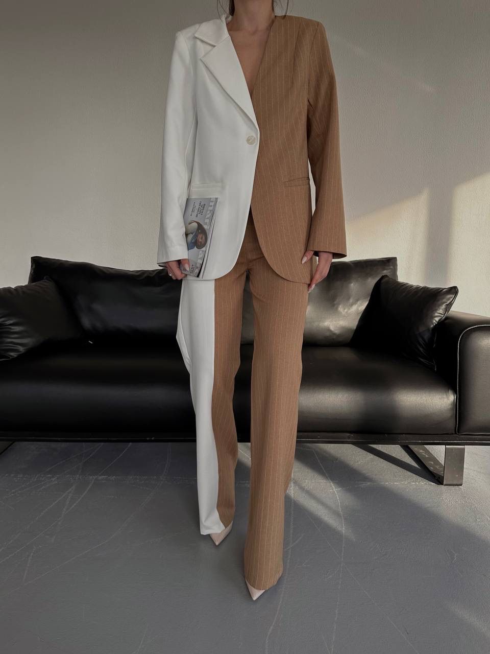 6x Colour Anzug Set Brown & White